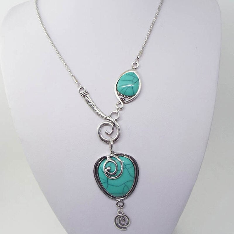 Cracked Turquoise Pendant Necklace - Boho Chic Jewelry - Turquoise Glow