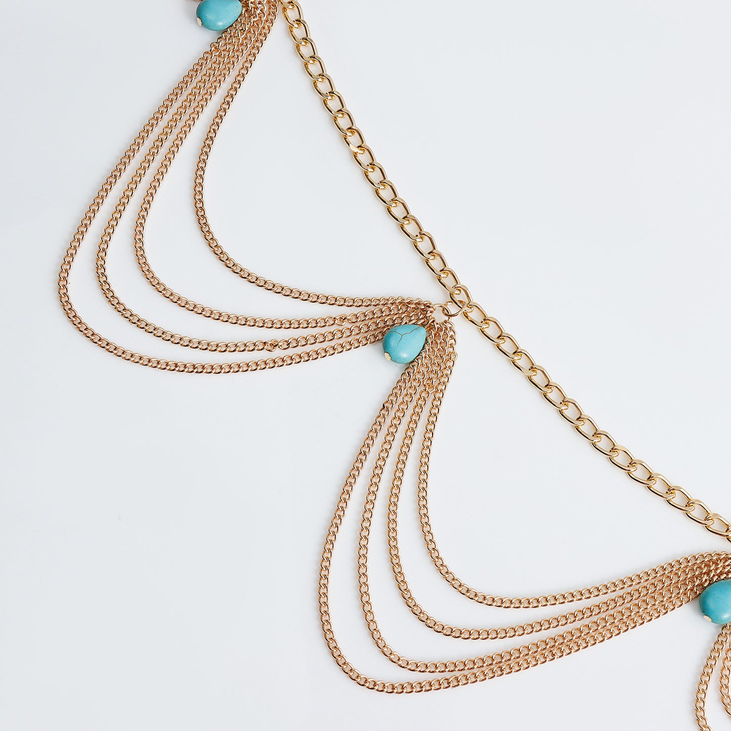 Classic Retro Turquoise Waist Belly Chain - Sexy Summer Beach Body Jewelry - Turquoise Glow