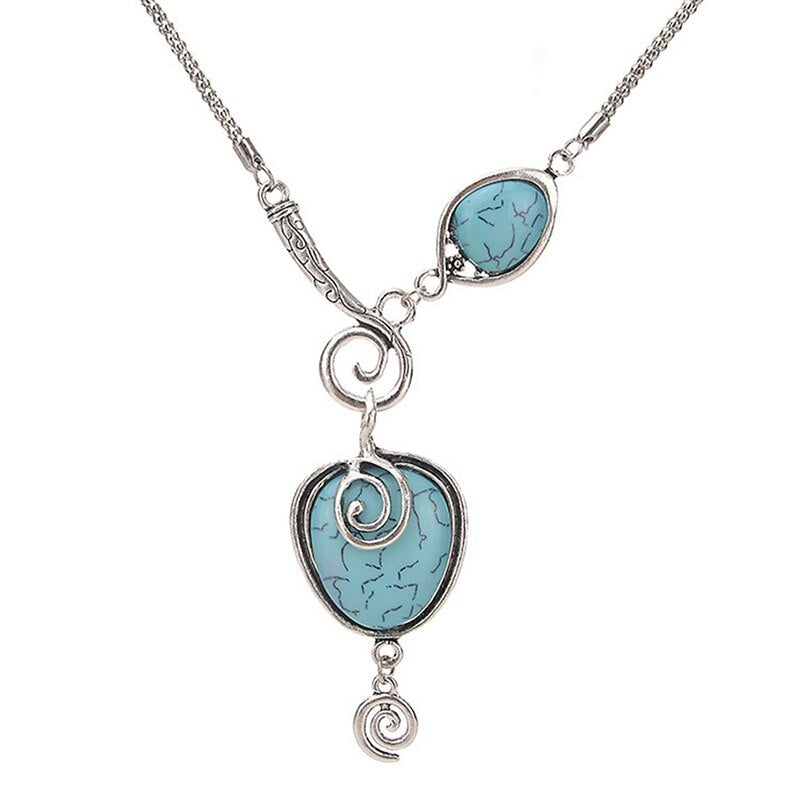 Cracked Turquoise Pendant Necklace - Boho Chic Jewelry - Turquoise Glow