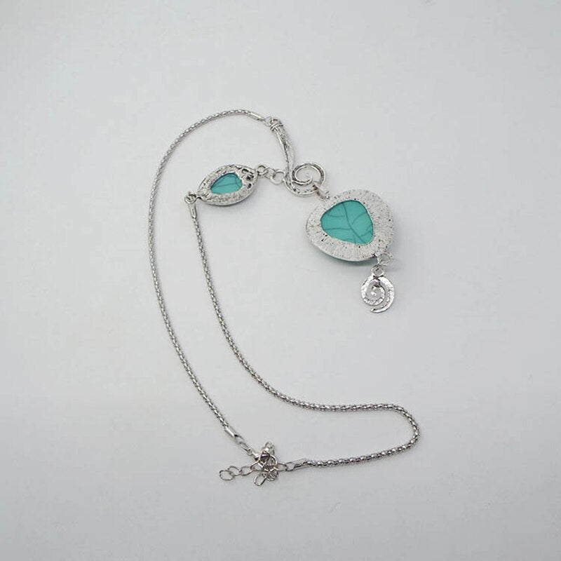 Cracked Turquoise Pendant Necklace - Boho Chic Jewelry - Turquoise Glow
