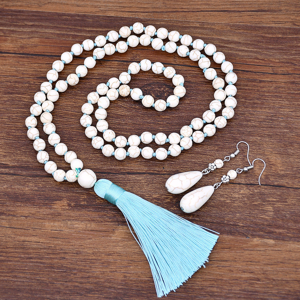 Boho Retro Turquoise Jewelry Set -  Necklace, Earrings, Ring & Bracelet - Turquoise Glow