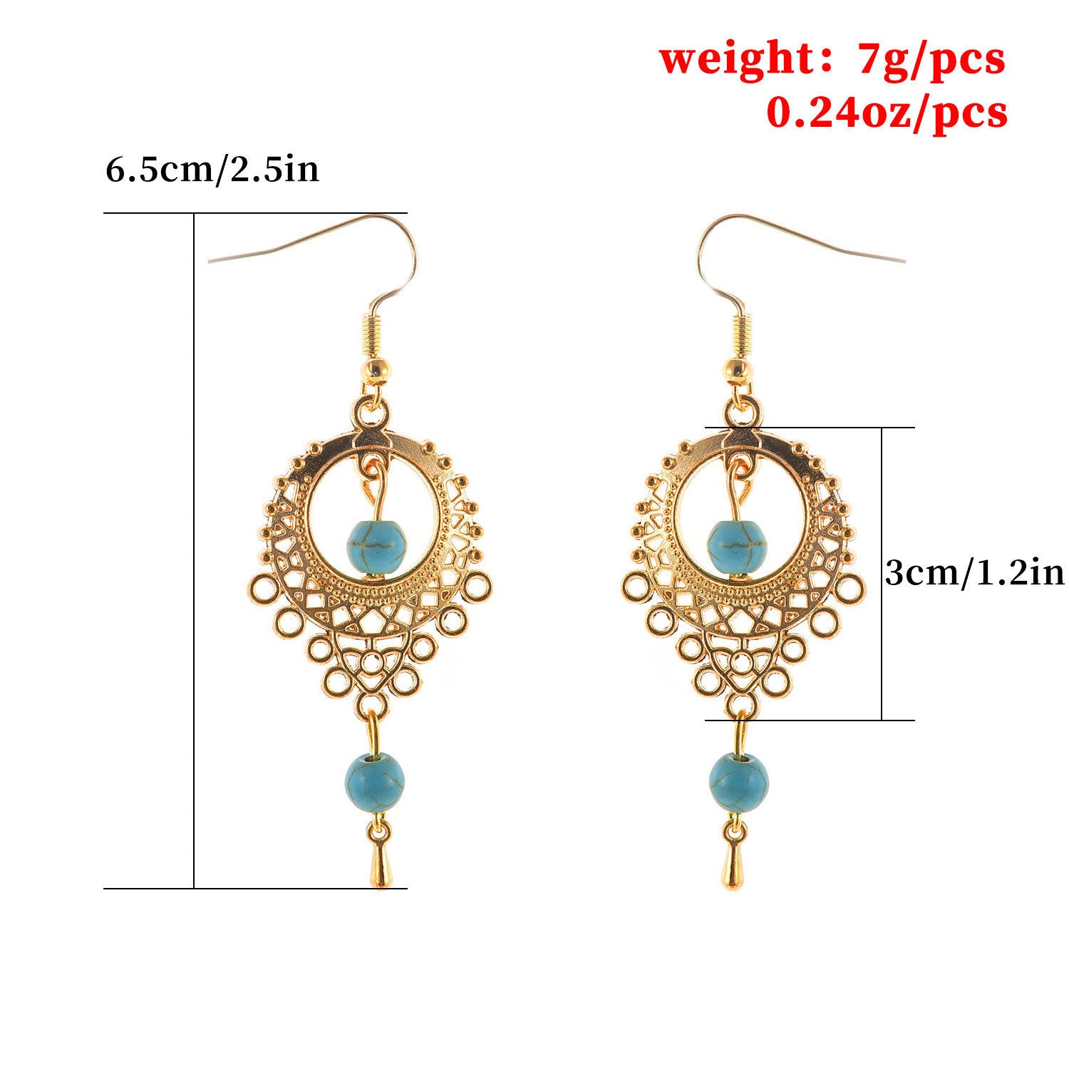 Boho Vintage Turquoise Drop Earrings - Exquisite Hollow Silver Design - Turquoise Glow
