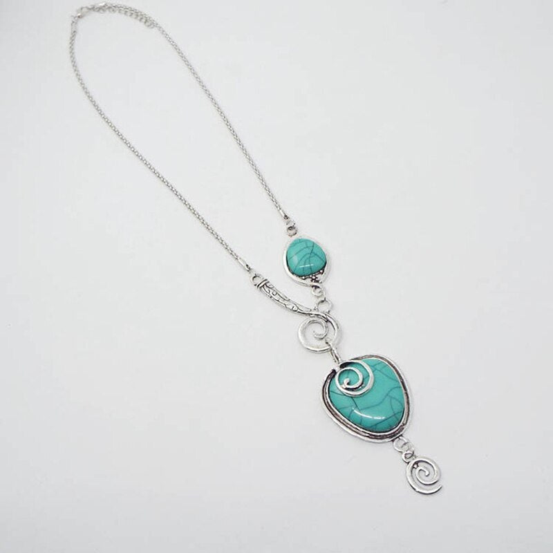 Cracked Turquoise Pendant Necklace - Boho Chic Jewelry - Turquoise Glow