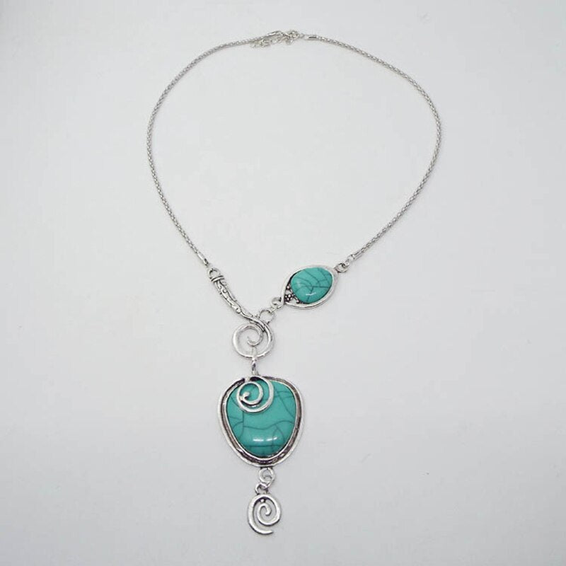 Cracked Turquoise Pendant Necklace - Boho Chic Jewelry - Turquoise Glow