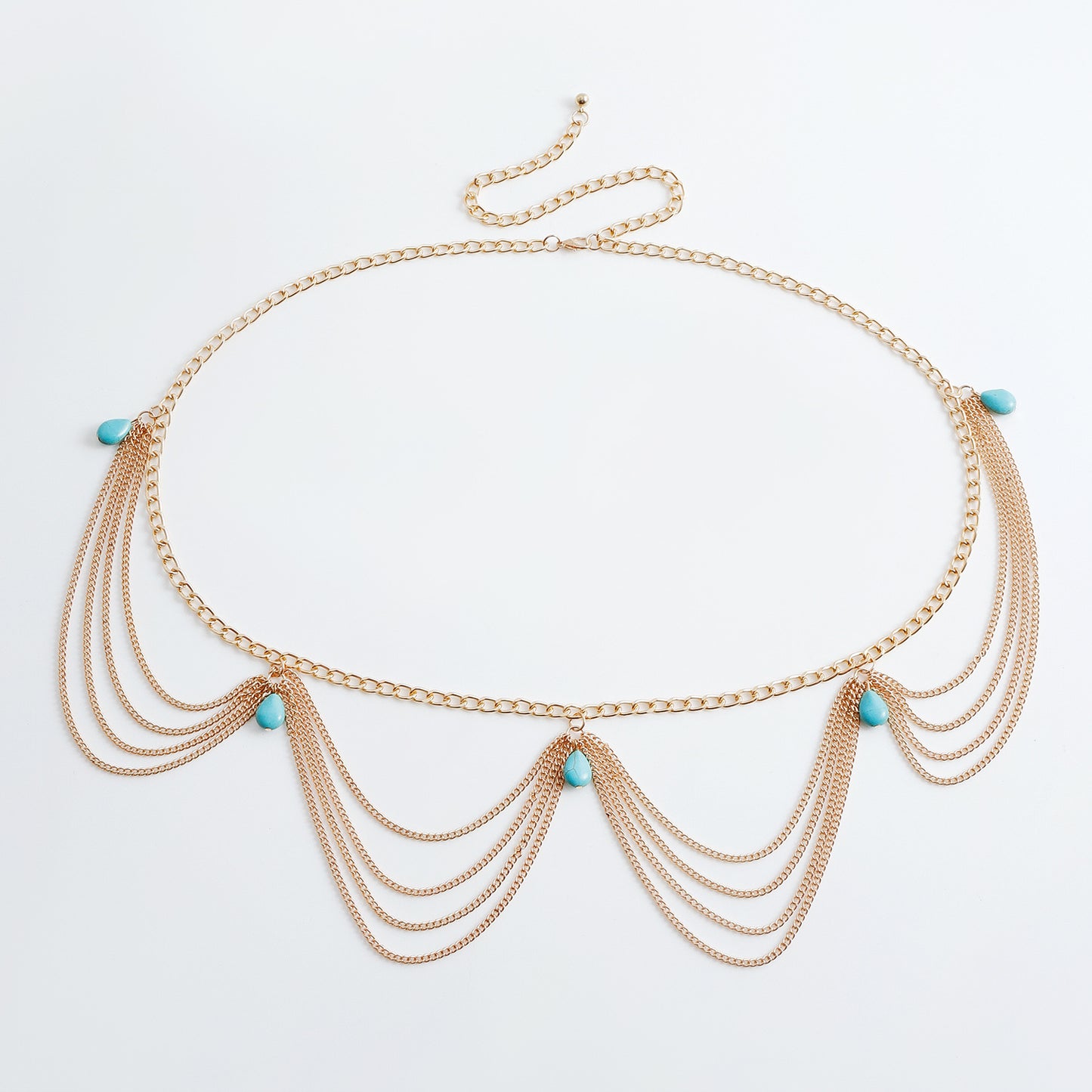 Classic Retro Turquoise Waist Belly Chain - Sexy Summer Beach Body Jewelry - Turquoise Glow