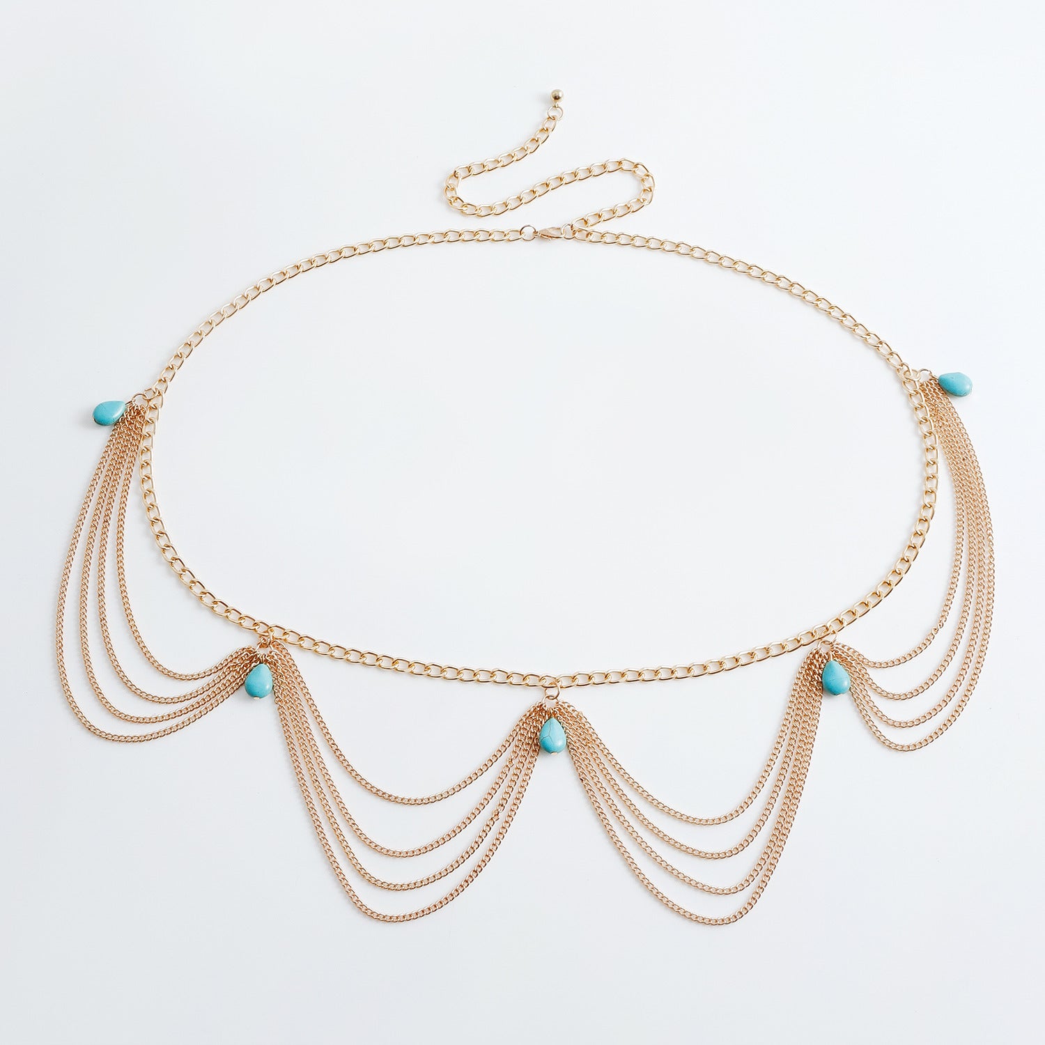 Classic Retro Turquoise Waist Belly Chain - Sexy Summer Beach Body Jewelry - Turquoise Glow