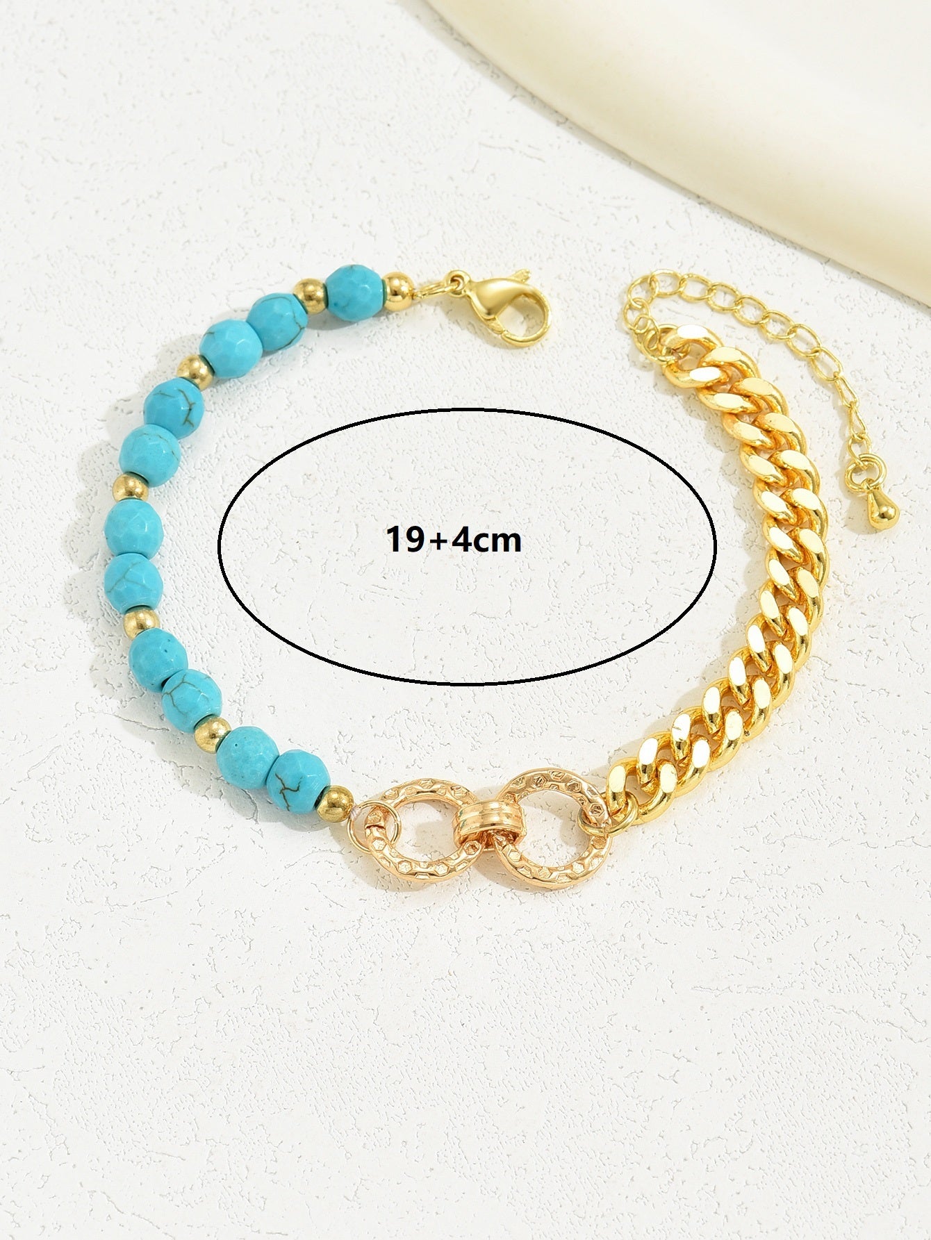 Boho Chic Turquoise & Gold Multi-Layer Bracelet - Adjustable Double Ring Design - Turquoise Glow