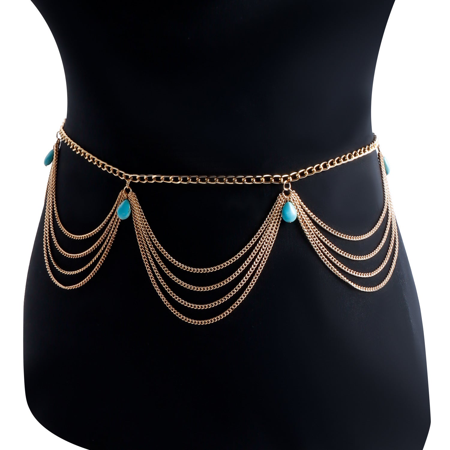 Classic Retro Turquoise Waist Belly Chain - Sexy Summer Beach Body Jewelry - Turquoise Glow
